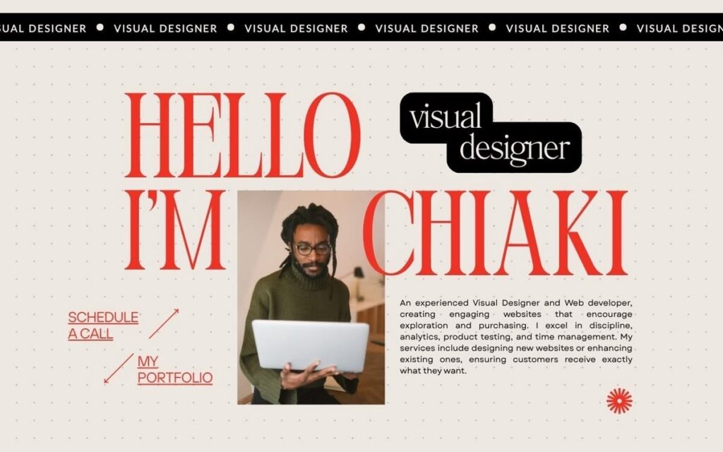 Website design inspiration for portfolio homepage